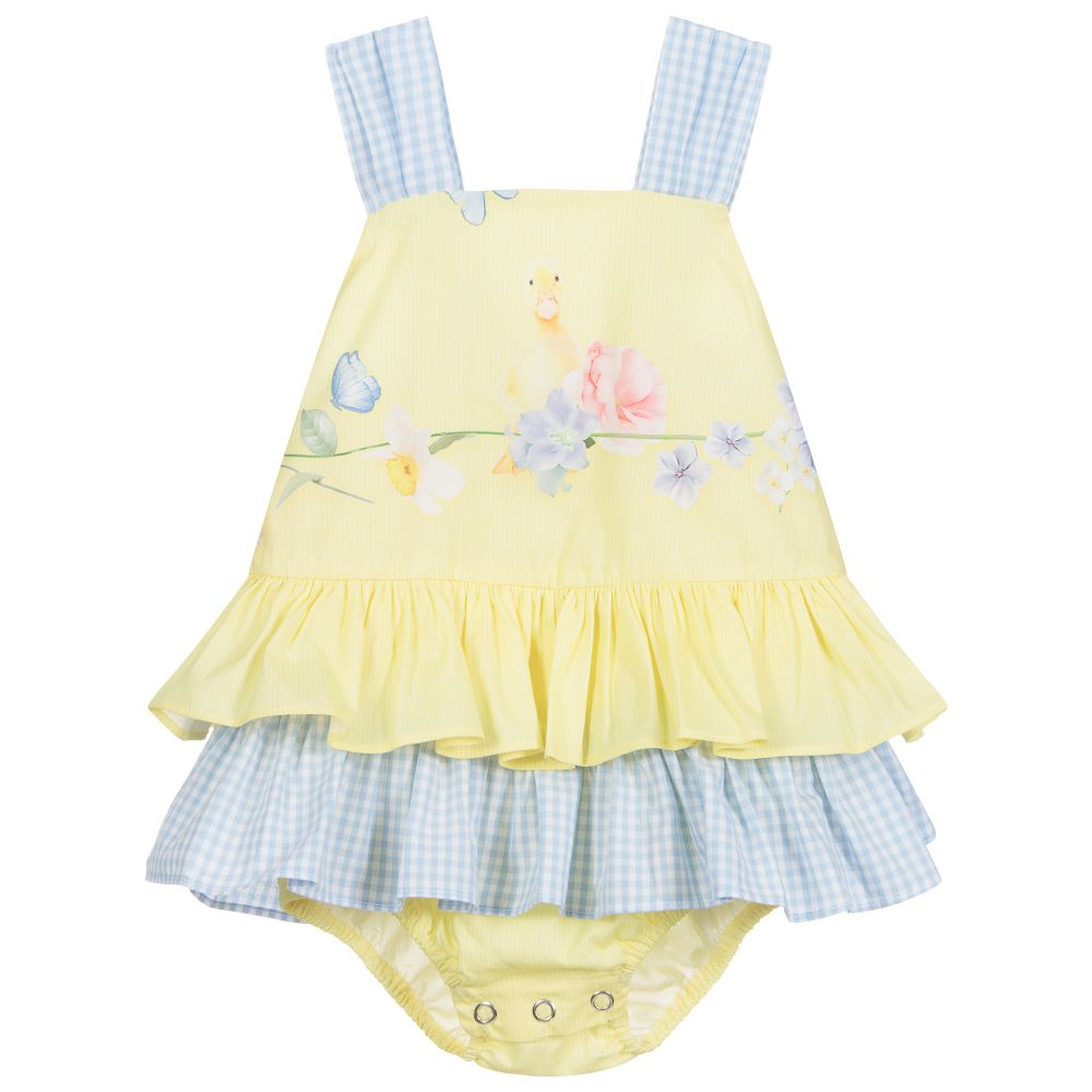 Lapin House - Baby Girls Yellow & Blue Dress | Childrensalon