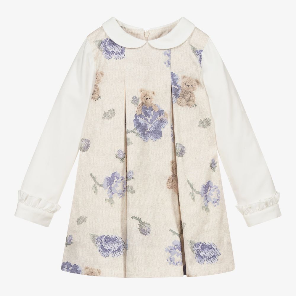 Lapin House - Beige & Blue Floral Dress | Childrensalon
