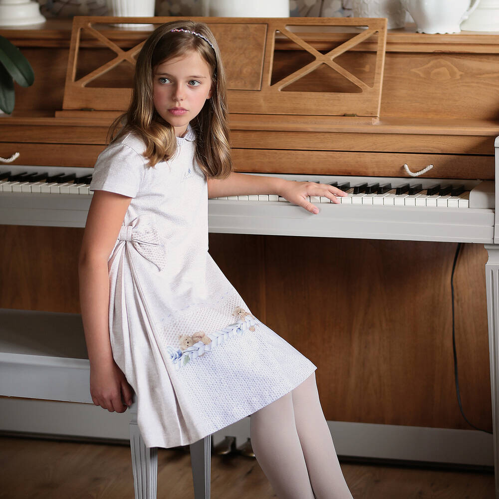 Lapin House-Бежево-голубое платье с медвежатами | Childrensalon Outlet