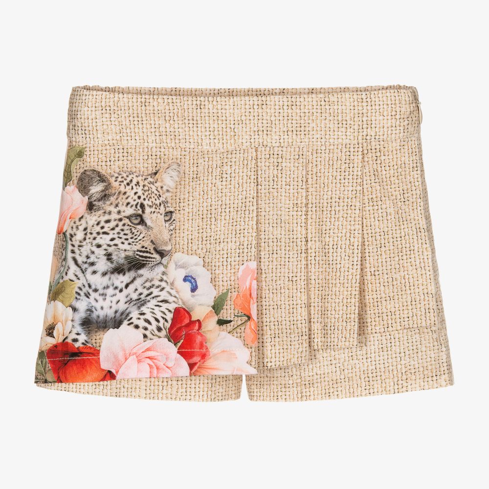Lapin House - Beige Floral Cotton Shorts | Childrensalon