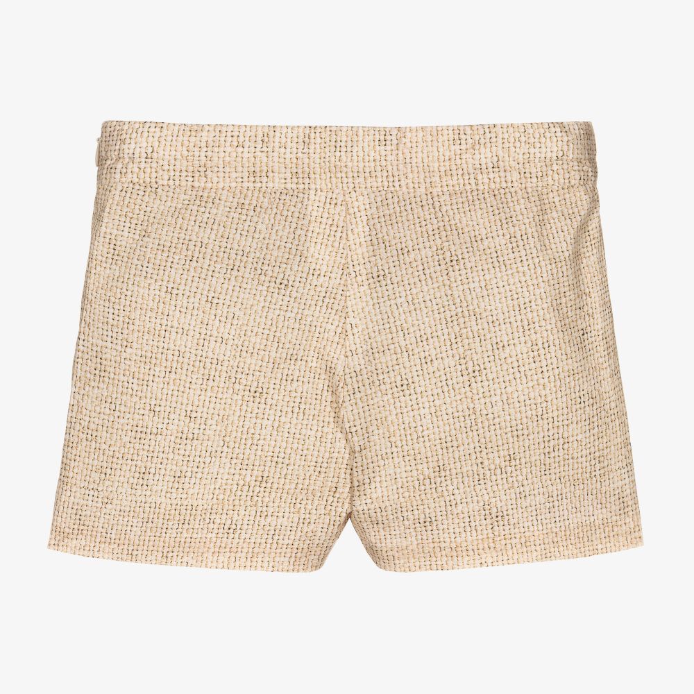 Lapin House-Beige Floral Cotton Shorts | Childrensalon Outlet