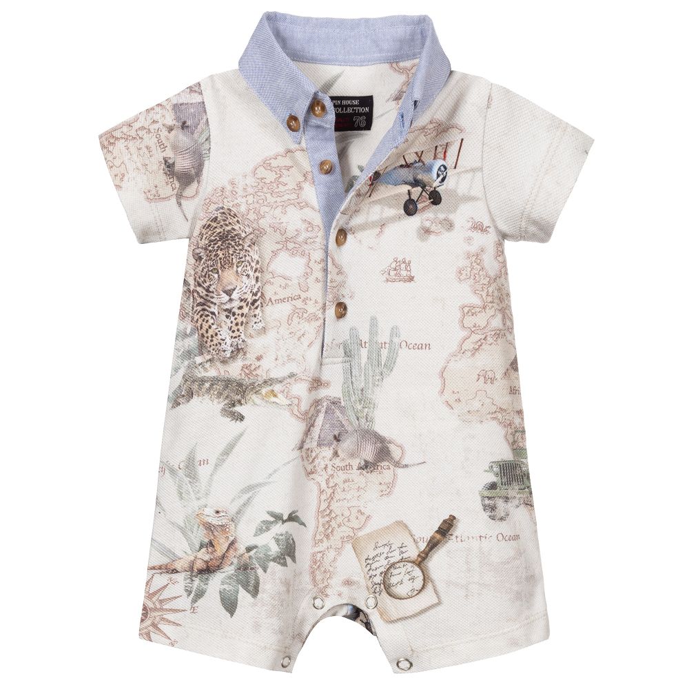 Lapin House-تبّان قطن بيكيه لون بيج بطبعة خريطة للمواليد | Childrensalon Outlet