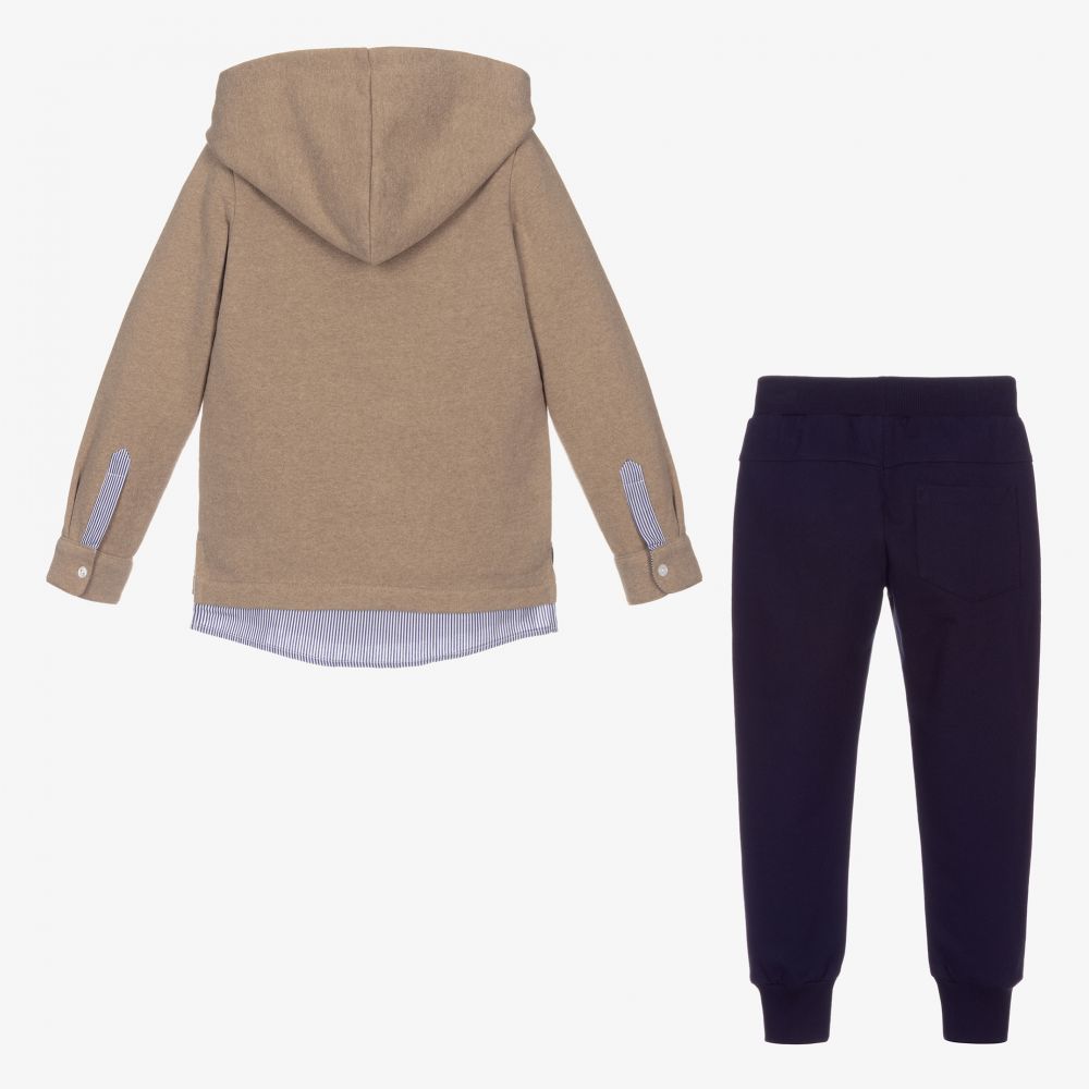 Lapin House-Beige & Navy Blue Tracksuit | Childrensalon Outlet