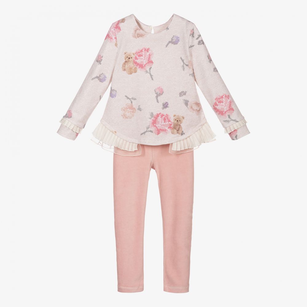 Lapin House-طقم ليغنغز قطن جيرسي لون بيج وزهري للبنات | Childrensalon Outlet