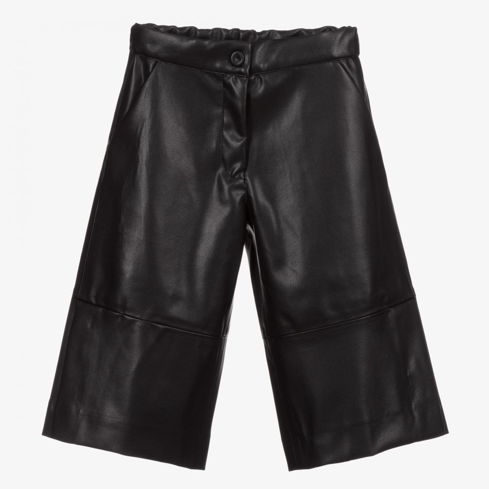 Lapin House-Black Faux Leather Culottes | Childrensalon Outlet