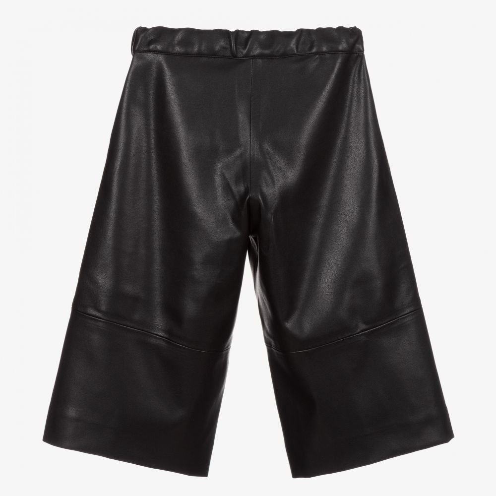 Lapin House-Black Faux Leather Culottes | Childrensalon Outlet