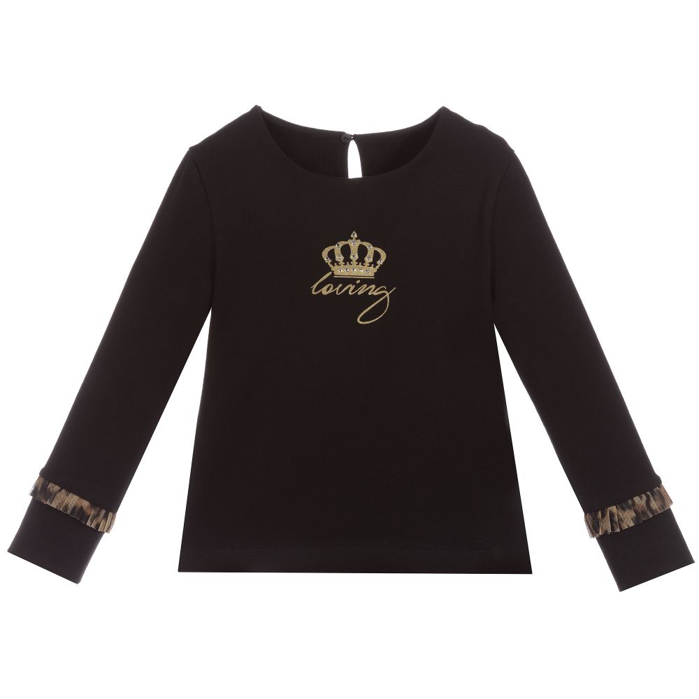 Lapin House - Black & Gold Cotton Jersey Top | Childrensalon