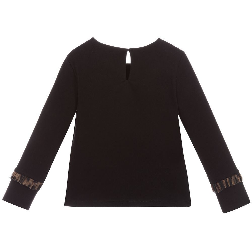 Lapin House-Black & Gold Cotton Jersey Top | Childrensalon Outlet