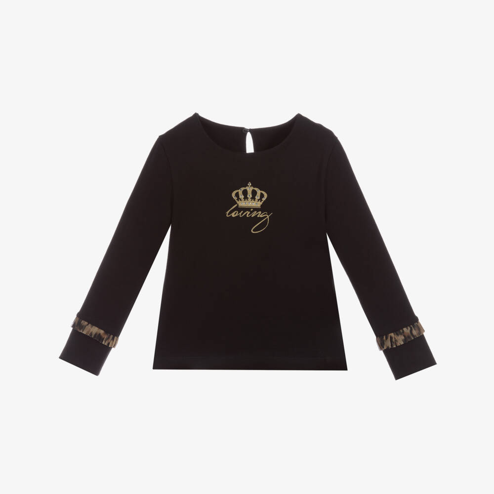 Lapin House-Black & Gold Cotton Jersey Top | Childrensalon Outlet