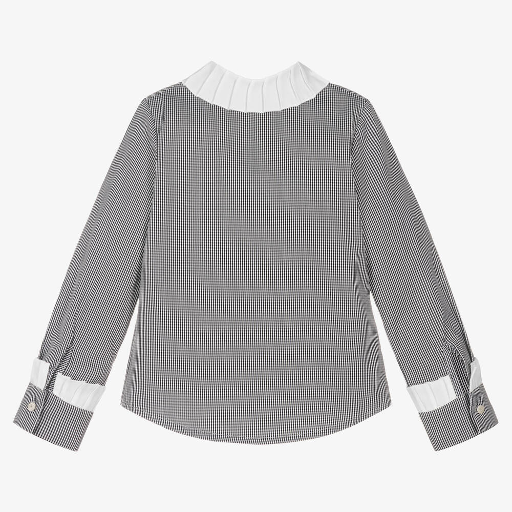لابين هاوس-بلوز قطن بوبلين لون أسود وأبيض للبنات | Childrensalon Outlet