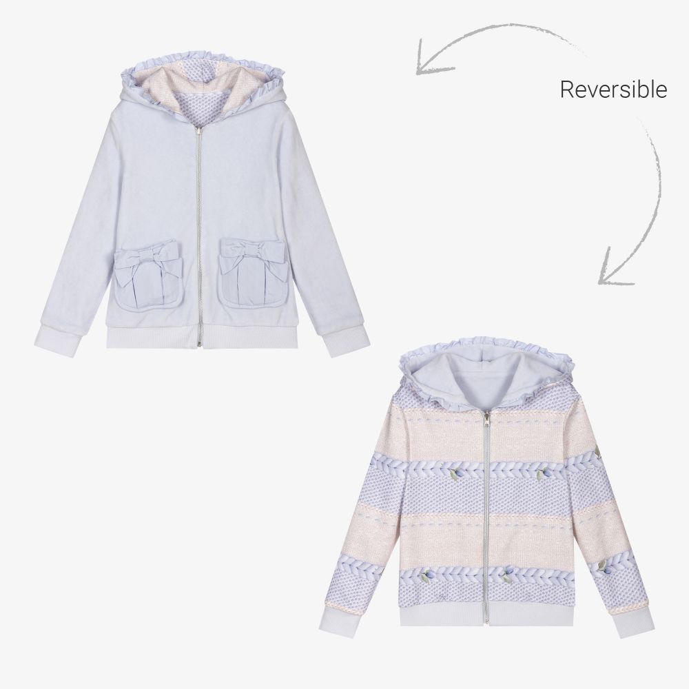 Lapin House-طقم ليغنغز قطيفة لون أزرق وبيج للبنات | Childrensalon Outlet