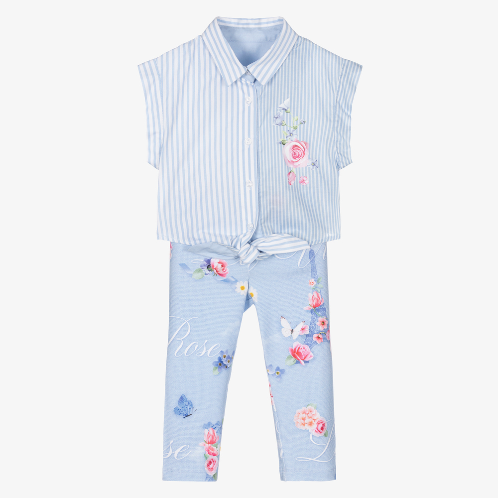 Lapin House - Blaues Bluse & Leggings Set | Childrensalon