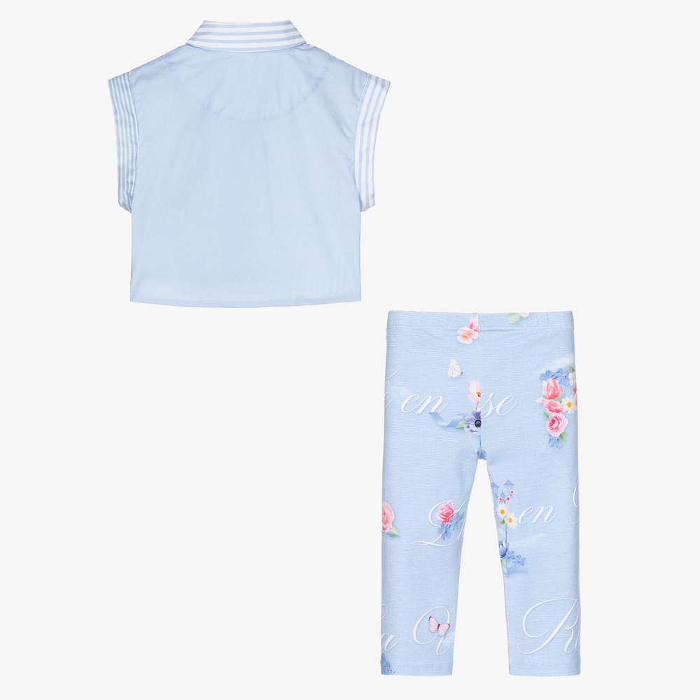 Lapin House-Blue Blouse & Leggings Set | Childrensalon Outlet