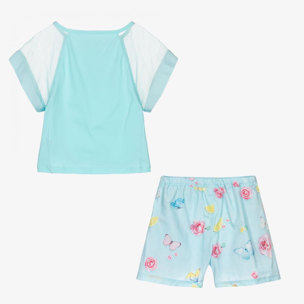 Lapin House-Blue Butterfly Shorts Set | Childrensalon Outlet