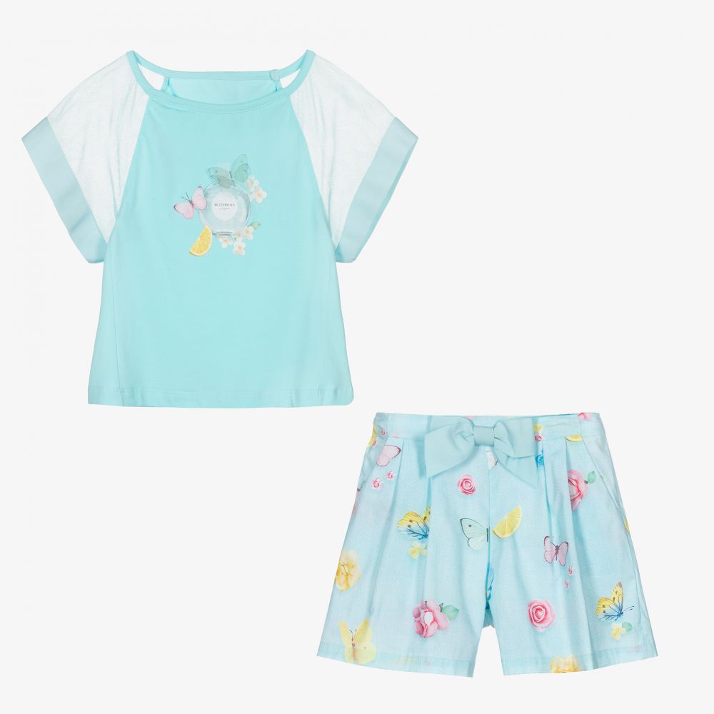 Lapin House-Blue Butterfly Shorts Set | Childrensalon Outlet