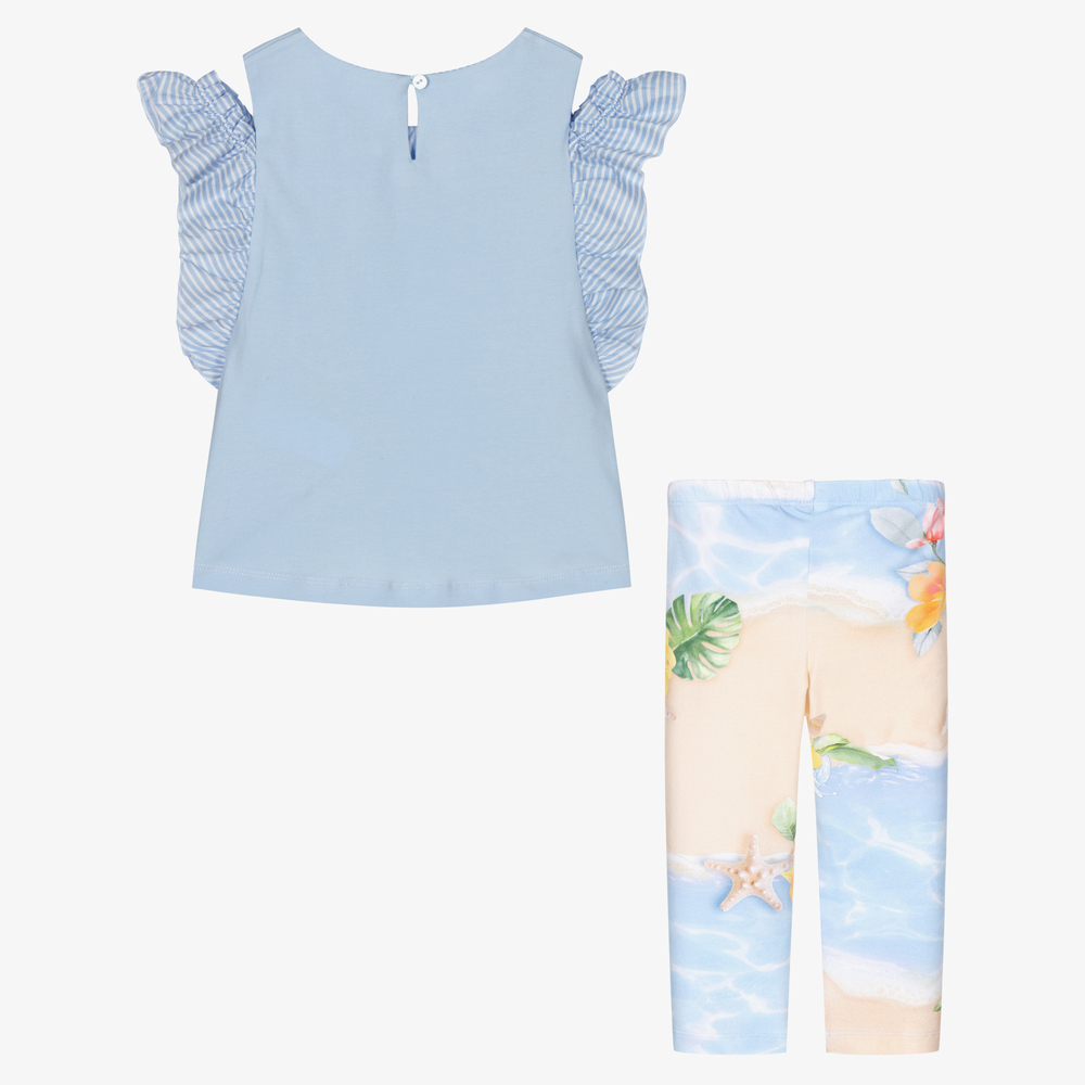 Lapin House-Blue Cotton Leggings Set | Childrensalon Outlet