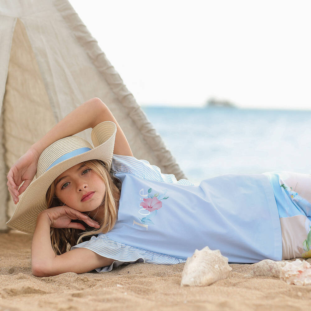 Lapin House-Blue Cotton Leggings Set | Childrensalon Outlet