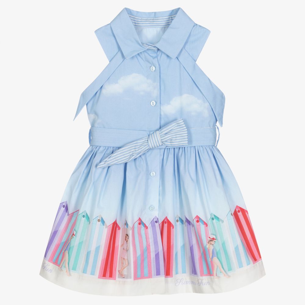 Lapin House - Blue Cotton Shirt Dress | Childrensalon