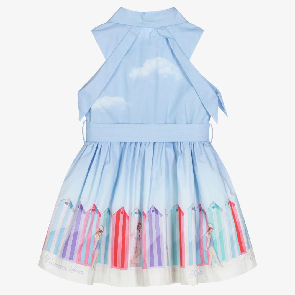 Lapin House Blue Cotton Shirt Dress Childrensalon Outlet