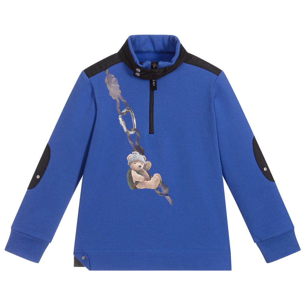Lapin House - Sweat-shirt en coton bleu motif nounours | Childrensalon