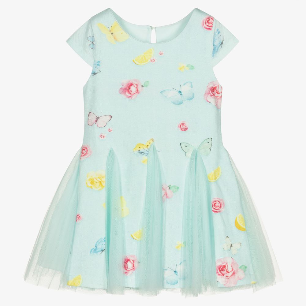 Lapin House - Blue Cotton & Tulle Dress | Childrensalon