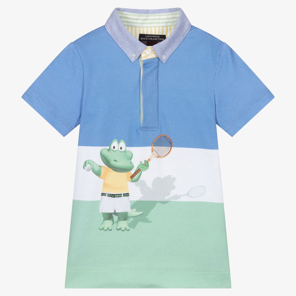 Lapin House-Голубая рубашка поло с крокодилом | Childrensalon Outlet