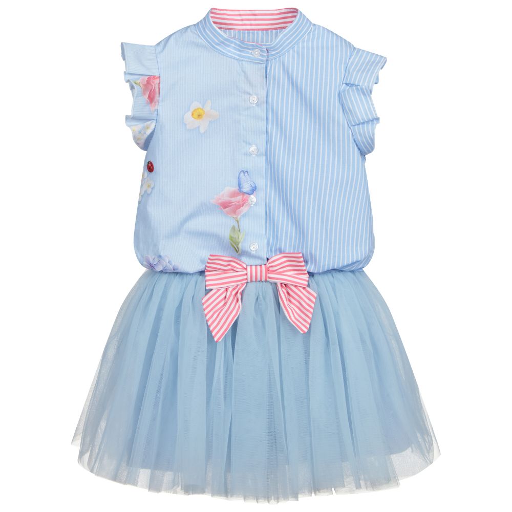 Lapin House - Blaues Set aus Kleid und Bluse | Childrensalon