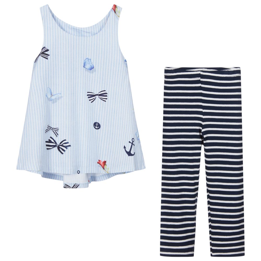 Lapin House-Голубое платье с синими легинсами | Childrensalon Outlet