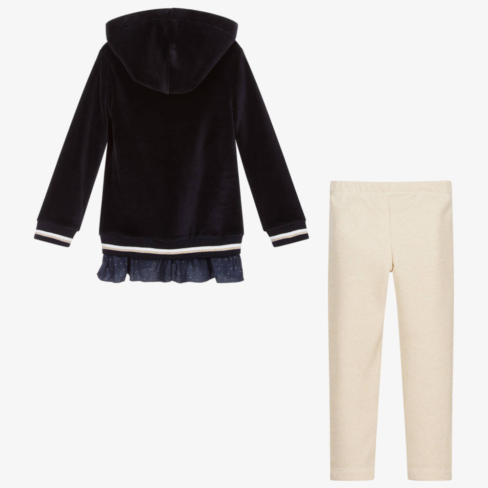 Lapin House-Blue & Gold Teddy Leggings Set | Childrensalon Outlet