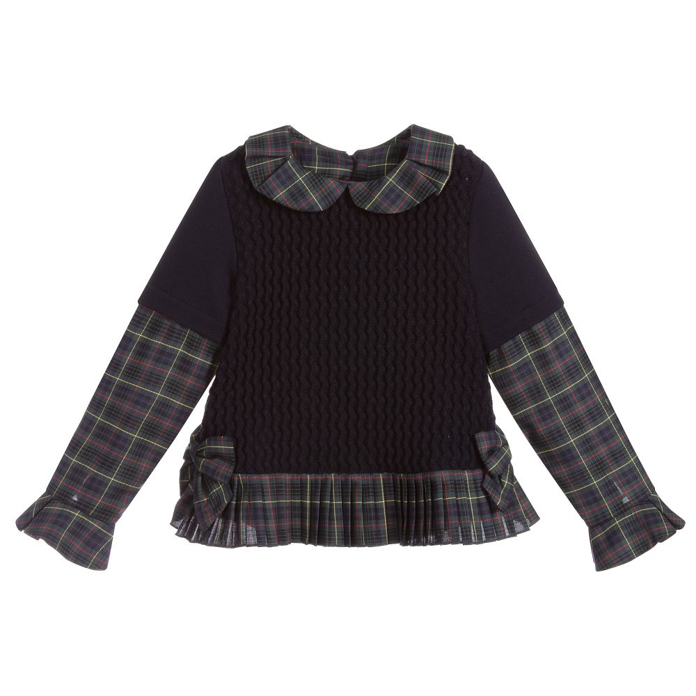 Lapin House - Blue & Green Tartan Top | Childrensalon