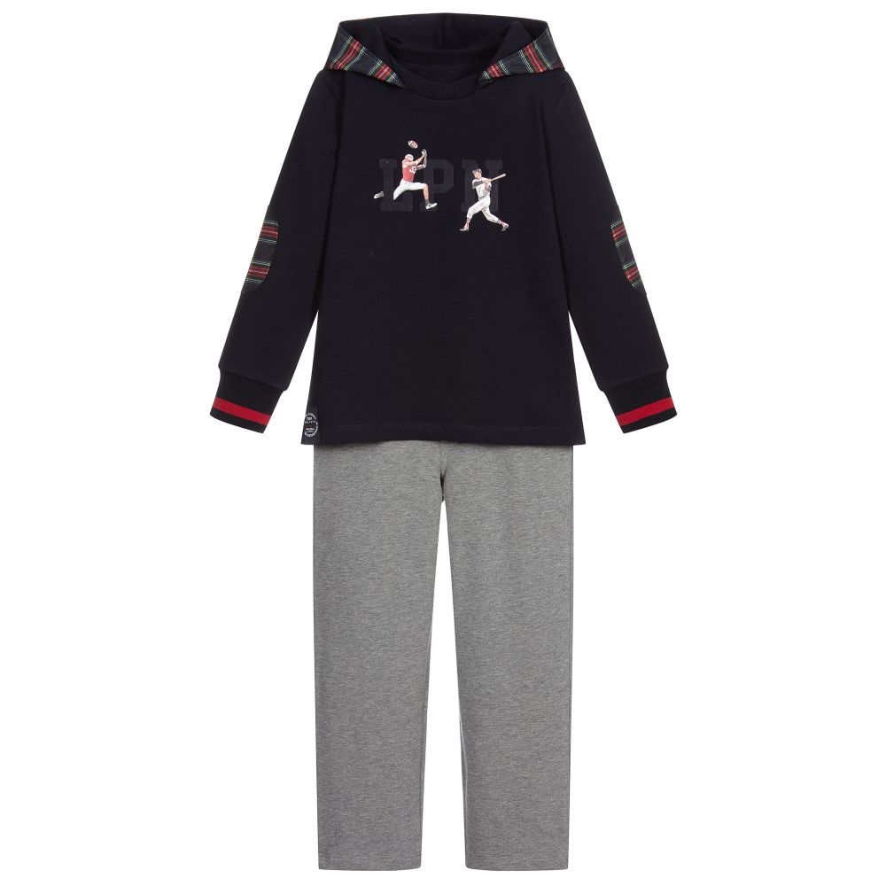 Lapin House - Blue & Grey Cotton Tracksuit | Childrensalon