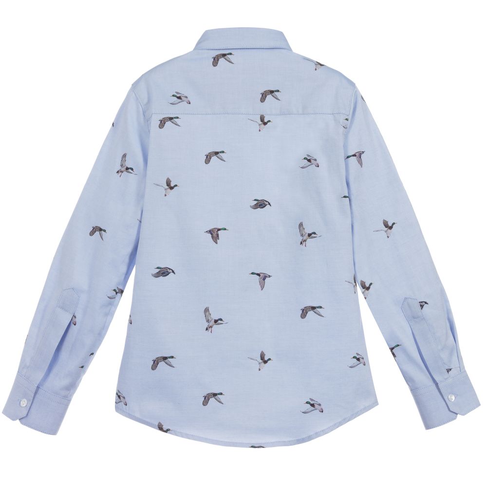Lapin House-Blue & Grey Duck Cotton Shirt | Childrensalon Outlet