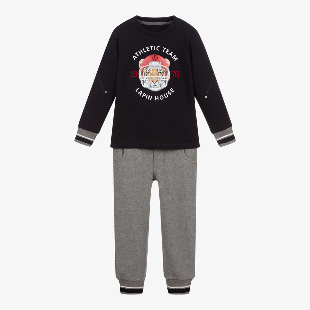 Lapin House - Blue & Grey Tiger Tracksuit | Childrensalon