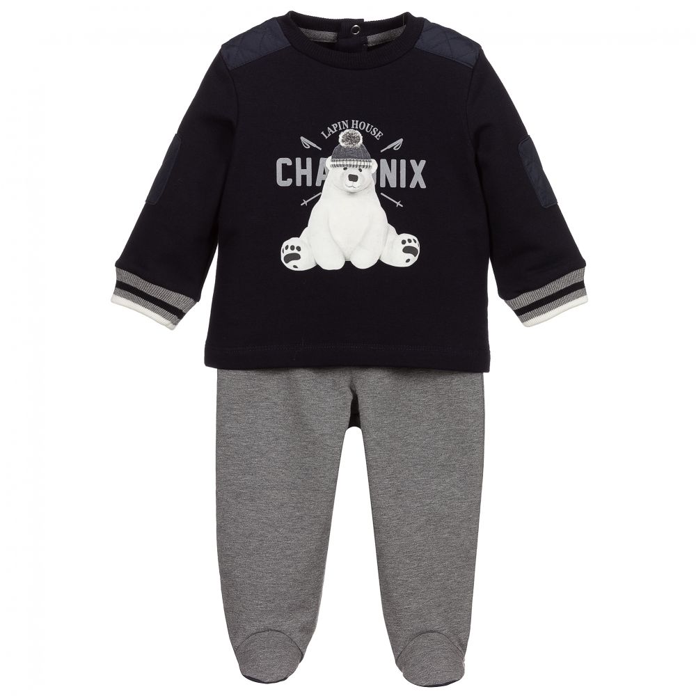 Lapin House - Blue & Grey Trousers Set | Childrensalon