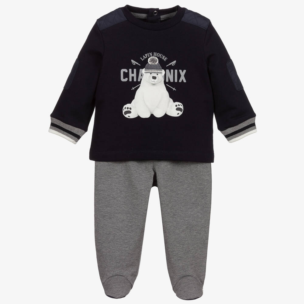 Lapin House-Blue & Grey Trousers Set | Childrensalon Outlet