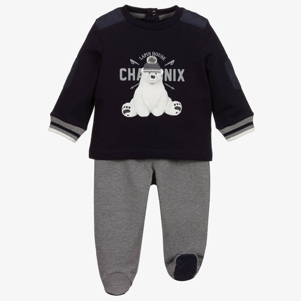 Lapin House-Blue & Grey Trousers Set | Childrensalon Outlet