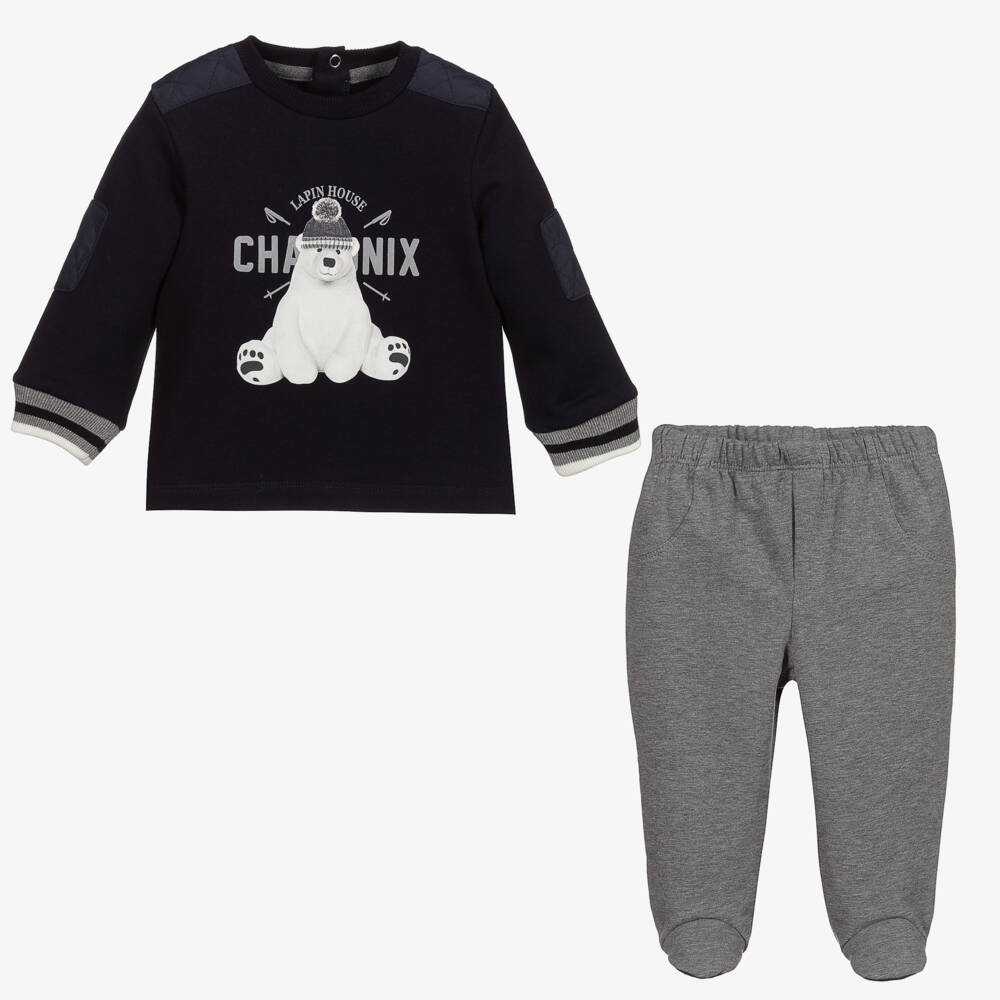 Lapin House-Blue & Grey Trousers Set | Childrensalon Outlet