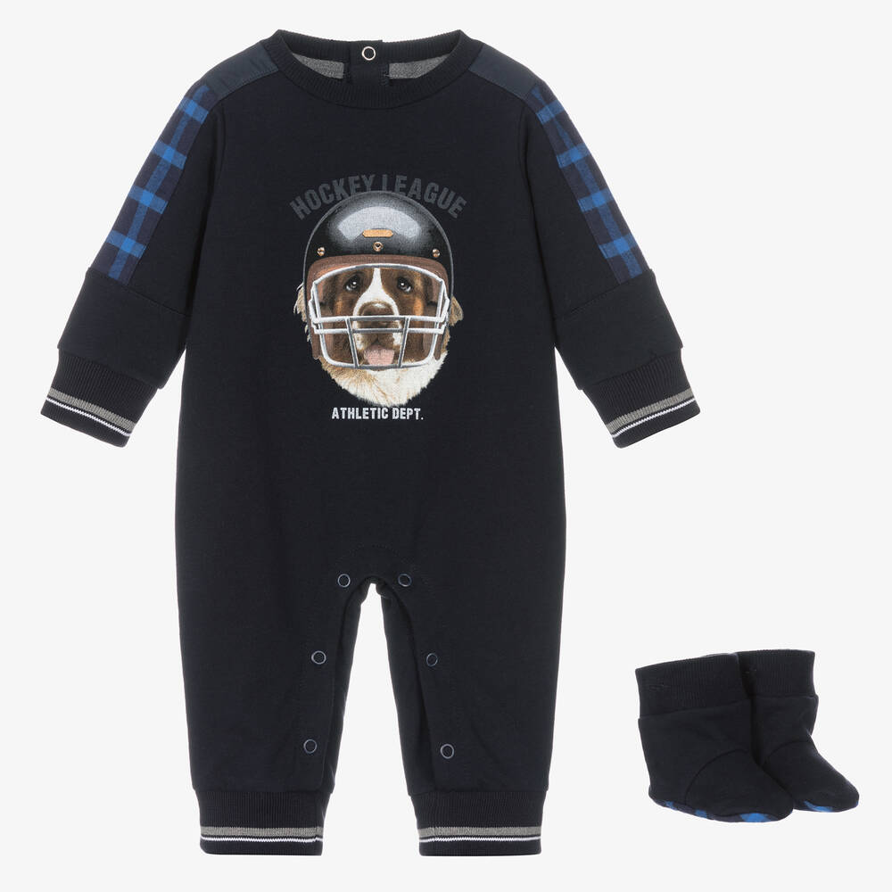 Lapin House-Blue Hockey Dog Romper Set | Childrensalon Outlet