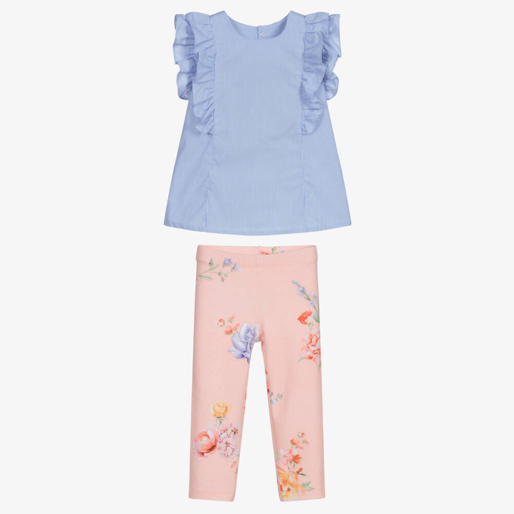 Lapin House-Blue & Orange Leggings Set | Childrensalon Outlet