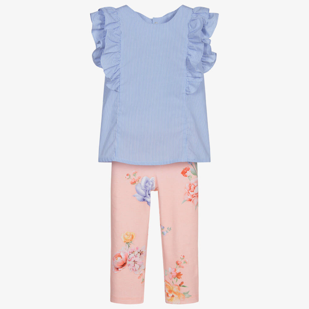 Lapin House-Blue & Orange Leggings Set | Childrensalon Outlet