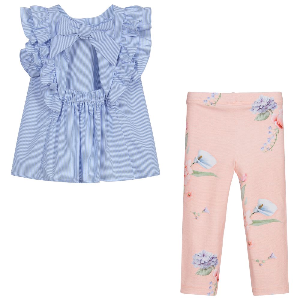 Lapin House-Голубой топ с оранжевыми легинсами | Childrensalon Outlet