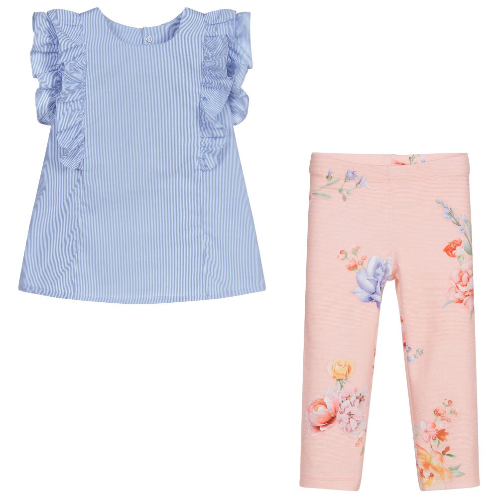 Lapin House-Голубой топ с оранжевыми легинсами | Childrensalon Outlet