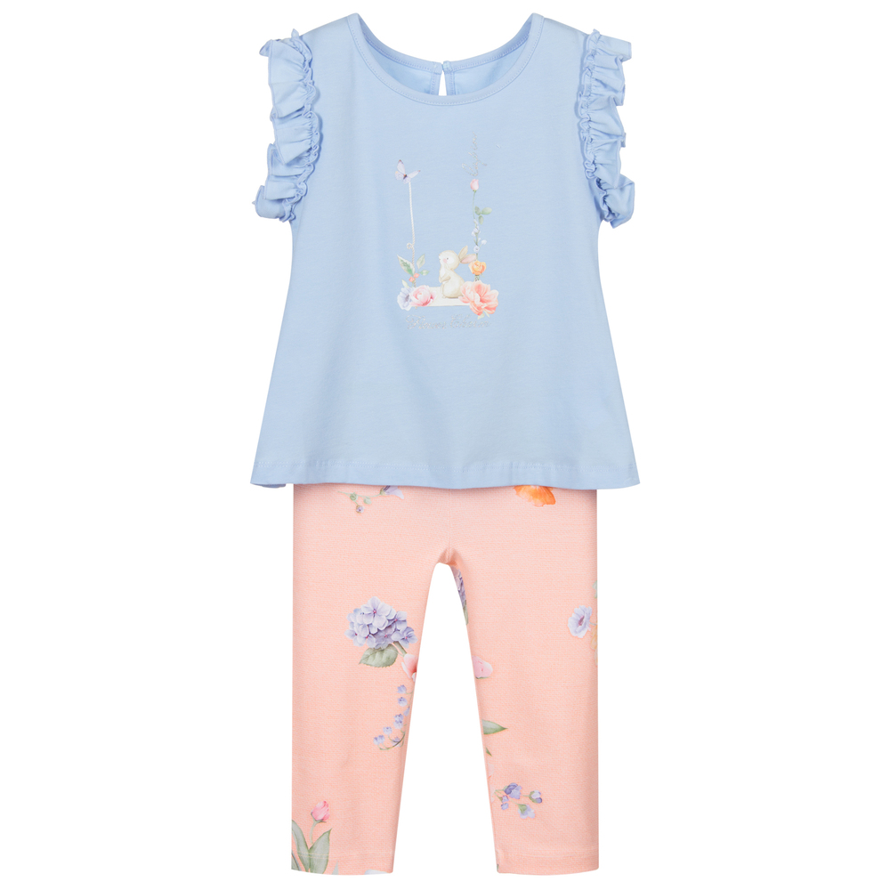 Lapin House-Blue & Pink Leggings Set | Childrensalon Outlet