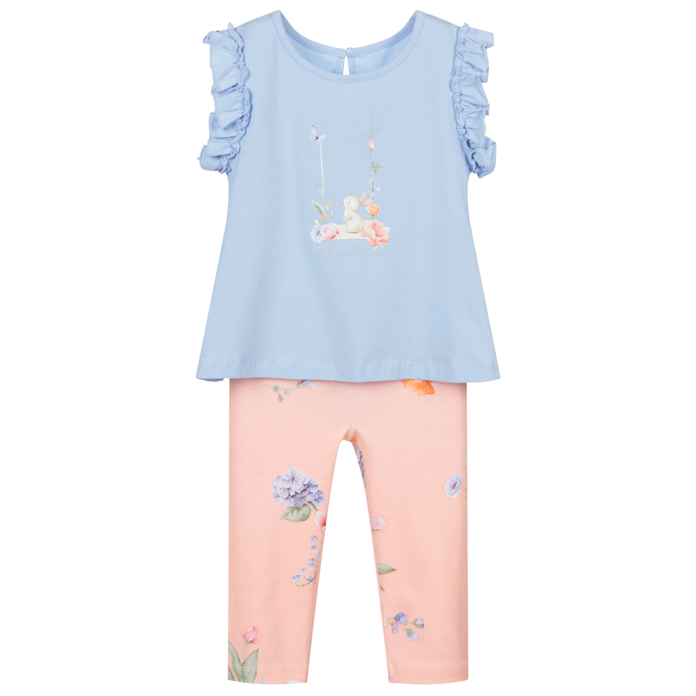 Lapin House - Ensemble legging bleu et orange | Childrensalon