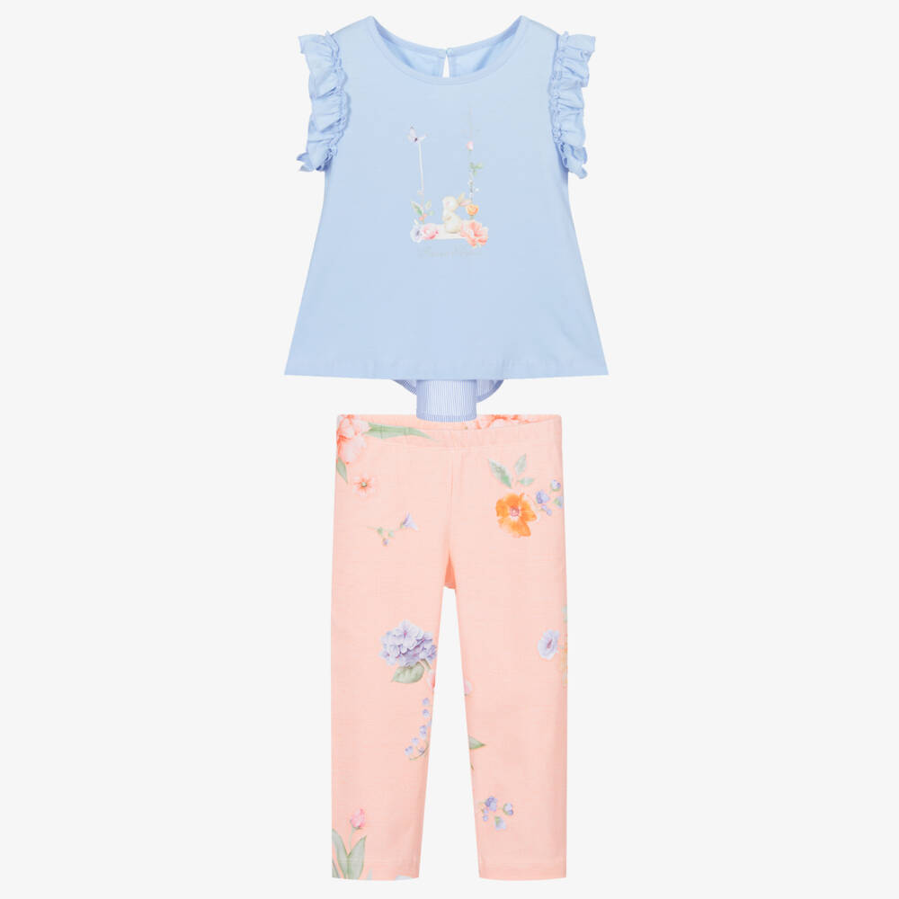 Lapin House-Blue & Pink Leggings Set | Childrensalon Outlet