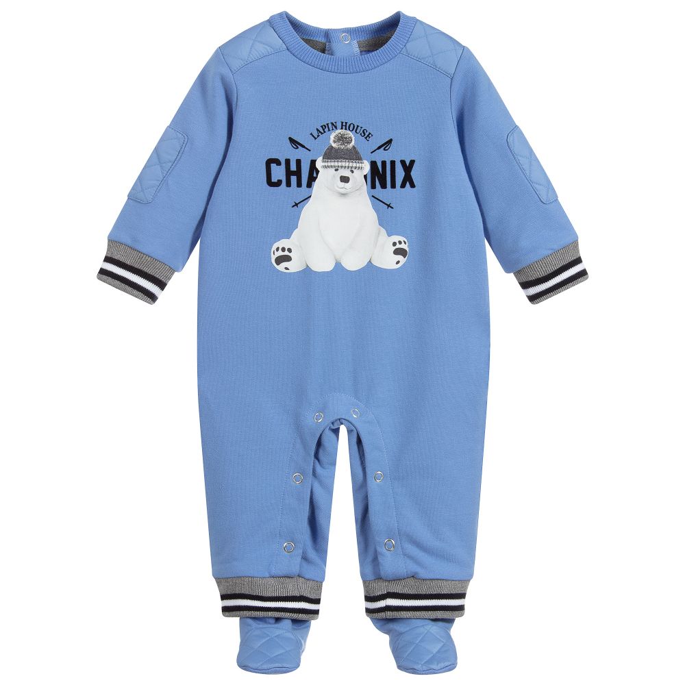 Lapin House - Blue Polar Bear Babygrow | Childrensalon