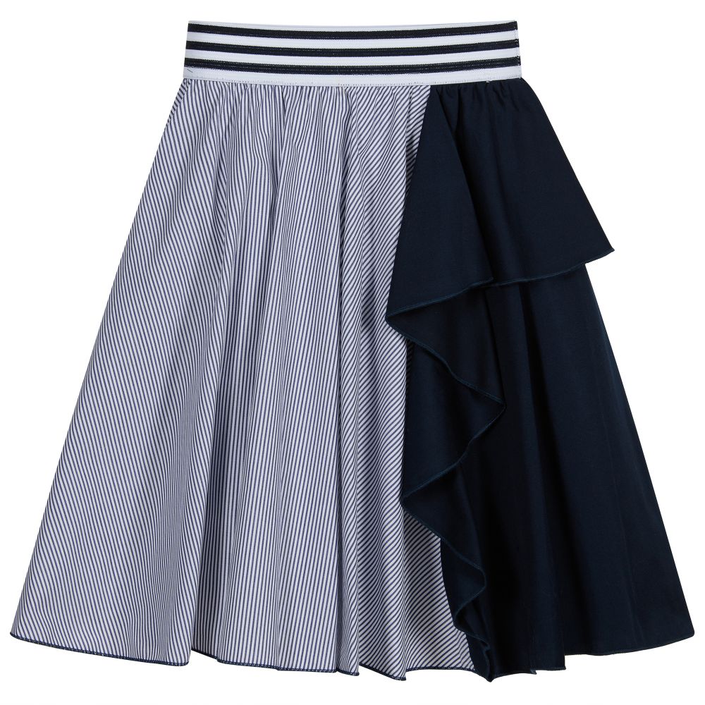 Lapin House - Blue Ruffle Cotton Skirt | Childrensalon