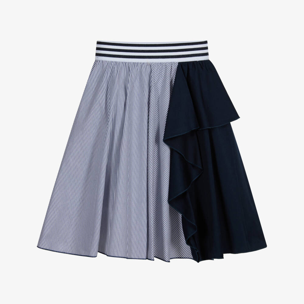 Lapin House-تنورة قطن لون أزرق ، أبيض و كحلي | Childrensalon Outlet