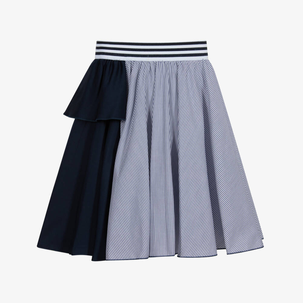 Lapin House-Blue Ruffle Cotton Skirt | Childrensalon Outlet