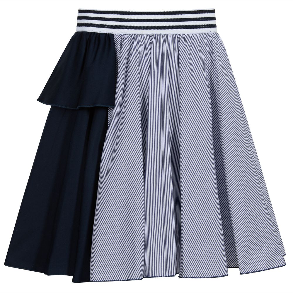 Lapin House-تنورة قطن لون أزرق ، أبيض و كحلي | Childrensalon Outlet